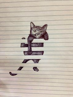 a drawing of a cat sitting on top of a stack of books with the letter e