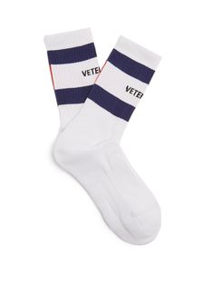 Click here to buy Vetements X Tommy Hilfiger striped socks at MATCHESFASHION.COM Socks Logo, Long White Socks, Ribbed Socks, Stripe Socks, White Socks, White Sock