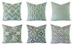 six pillows with different patterns on them