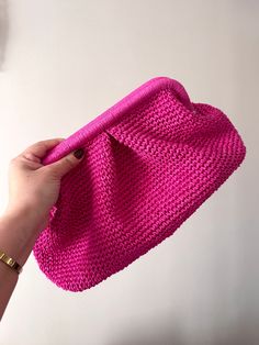 Hot Pink Crochet Raffia Pouch Clutch Handbags | Straw Summer Beach Clutch Bag | Wedding Summer party dumpling clutch | Hand Made Gift ♻️Eco- Friendly Bags 🏷️ By purchasing this handmade product, you support women's employment and contribute to sustainable fashion🛍️ ✅Daily use, a fashionable women's accessory for special occasions! A nice and comfortable holiday bag (also suitable for the beach with a water-resistant drawstring) ✅Any woman must have this bag for every fashionista.Whether you ke Summer Party Woven Shoulder Bag, Pink Pouch For Summer Travel, Summer Party Woven Bag, Pink Travel Pouch For Summer, Pink Summer Travel Pouch, Pink Summer Pouch, Pink Crochet Pouch Bag For Summer, Pink Summer Crochet Pouch Bag, Pink Summer Beach Clutch