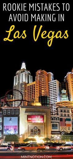 las vegas at night with text overlaying the image