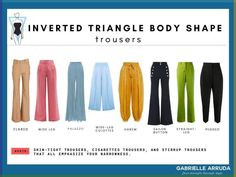 You know you’re an inverted triangle body type but you’re not sure what to do with that information? Well, this is your comprehensive style for the inverted triangle. Inverted Triangle Body Shape Fashion, Triangle Outfits, Inverted Triangle Fashion, Body Shape Guide