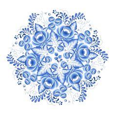 a blue and white flower design on a white background