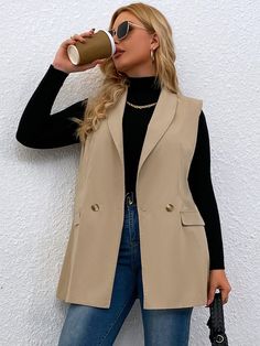 Long Vest Outfit Fall, Blazer Vest Outfits For Women, Long Vest Outfits For Women, Woman Vest Outfit, Plus Size Blazers, Blazer Plus Size