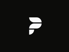 a black and white logo with the letter f in it's center, on a dark background