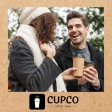 a man and woman holding coffee cups in their hands