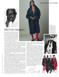 an article from the editor's letter featuring photos of black men in coats and hats