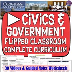 an image of the cover of civil government and government worksheet with text on it