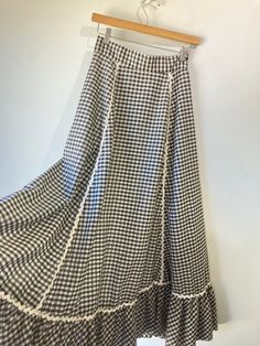 Vintage Vicky Vaughn White and Black Gingham Skirt. Excellent vintage condition. Fits XS/S best. Machine wash warm water. Hand made, with small button closer. Great for a maximalist or minimalist. So many styling opportunities! Unmarked material feels like cotton, synthetic blend.  Approx. Measurements:  Length: 41" Waist: 13" Black Gingham, Gingham Skirt, Hair Clothes, Favorite Things Gift, Hair Looks, Clothing Items, Gingham, White And Black, Angeles