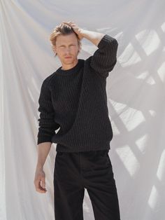 Elevate your style with our pure merino wool knitted men's sweater, inspired by timeless Scandinavian classics. Crafted with precision, this warm and comfortable woolen sweater offers more than just exceptional warmth; it delivers simplicity, style, and the versatility to wear it for various occasions. 🌿 Key Features: Premium Merino Wool: Experience the luxury of pure merino wool, known for its unrivaled softness and natural warmth. This sweater keeps you cozy, whether you're in nature's embrac Classic Long Sleeve Sweater In Recycled Wool, Classic Recycled Wool Sweater For Winter, Black Merino Wool Sweater With Ribbed Collar, Relaxed Fit Wool Sweater, Relaxed Fit Merino Wool Sweater With Ribbed Collar, Merino Wool Sweater With Ribbed Collar And Relaxed Fit, Wool Sweater With Relaxed Fit, Relaxed Fit Wool Knitted Sweater, Relaxed Fit Knitted Wool Sweater