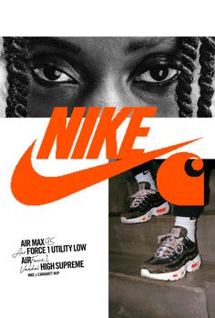 an advertisement for nike with the image of a woman's face and her sneakers