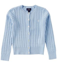 Polo Ralph Lauren Big Girls 7-16 Long Sleeve Mini Cable Knit Cardigan | Dillard's Fall Blue, Ralph Lauren Baby Girl, Knit Cardigan Pattern, Fall Cardigans, Cable Cardigan, Knitting Patterns Free Cardigans, Ralph Lauren Kids, Ralph Lauren Collection, Cable Knit Cardigan