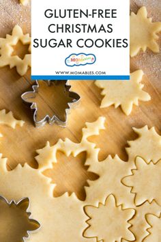 cookie cutters with the words gluten - free sugar cookies