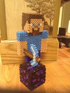 Minecraft Perler Creations, 3d Perler Bead, Diy Perler Beads, Minecraft Crafts, Melting Beads