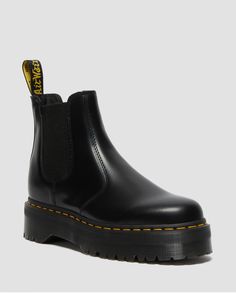 2976 Smooth Leather Platform Chelsea Boots | Dr. Martens 2976 Women's Smooth Leather Chelsea Boots, Classic Platform Boots With Rubber Sole, Retro Leather Boots For Streetwear, Retro Leather Steel Toe Boots, Classic Lug Sole Boots For Streetwear, Classic Boots With Lug Sole For Streetwear, Classic Boots With Reinforced Heel For Streetwear, Classic Streetwear Boots With Lug Sole, Doc Martens Chelsea Boot