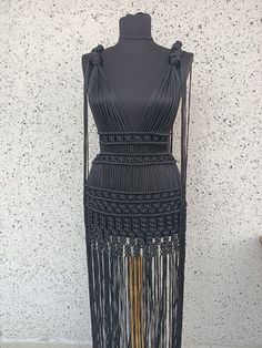 Bohemian Crochet Dress For Beach Season Parties, Beachwear Party Dress With Macrame, Macrame Dresses For Party Beachwear, Macrame Wedding Dress, Macrame Clothes, Festival Costume, Black Macrame, Macrame Dress, Fashion Design Patterns