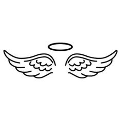 two angel wings with an halo on the top, and one in the bottom line