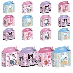 an assortment of hello kitty treat boxes