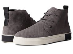 STRAUSS + RAMM The Chukka-S - Men's Shoes : Gray Suede : Step into style and comfort with the simple but bold STRAUSS + RAMM The Chukka-S. A solid, laid-back chukka crafted in a genuine suede upper with a perforated texture and lace-up closure. Set on an anatomically contoured insole made from coconut extract paste forms to the shape of your foot for premium comfort. Round closed toe construct with heel collar pull tab. Reinforced heel guard. Finished on a flexible rubber traction sole. Leather Coconut Extract, Gray Suede, Pull Tab, Cole Haan, Chelsea Boots, Chelsea, Leather Upper, Men's Shoes, Coconut