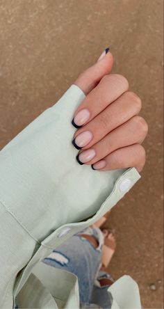 Neutral Nails Short, Tip Nail Designs, Short Square Nails, Nice Nails, Minimal Nails, Dipped Nails