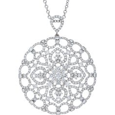 Sofer Jewelry - Clover and Hearts Dome Diamond Pendant in 18K White Gold Oval Diamond Necklace With Intricate Design, White Gold Diamond Necklace With Intricate Design For Anniversary, Oval Wedding Necklaces With Pave Setting, Luxury Diamond Pendant Necklace For Wedding, Luxury Wedding Diamond Pendant Necklace, Refined White Gold Wedding Necklaces, Refined White Gold Necklace For Wedding, Refined White Gold Wedding Necklace, Exquisite Diamond Necklace With Intricate Design