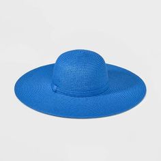 Women's Packable Straw Floppy Hat - Shade & Shore™ Blue : Target Blue Sun Hat With Curved Brim, Blue Wide Brim Straw Hat, Blue Sun Hat For Vacation, Blue Wide Brim Sun Hat, Blue Straw Hat With Curved Brim For Pool, Blue Brimmed Sun Hat For Pool, Blue Sun Hat With Upf 50+ For Beach Season, Blue Beach Hat With Upf 50+, Blue Beach Hats With Upf 50+