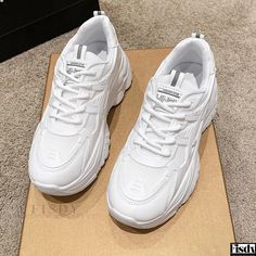 Fisdy - Breathable Height-Increasing Sport Shoes with Thick Sole and Mesh Design White Casual Sneakers, Style Upgrade, Mesh Design, Rubber Heels, Platform Sneakers, Heeled Ankle Boots, White Casual, Athletic Wear, Short Boots