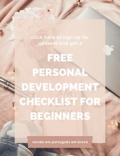 a pink blanket with the words free personal development checklist for beginners