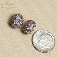 Pave diamond ball bead/spacers design Pave diamond 925 sterling silver, 12x8MM Diamond & Ruby Beads Ball Findings, Pave Diamond Beads ball item - Diamond & Ruby Silver Beads SKU - FIMJ-909 Metal - 925 Oxidized Silver Stone - Diamond & Ruby Size - 12x8mm Selling as Single (1) Piece These items are handmade, All are designed and handmade by me and my team with Perfect craftsmanship and strong interest! We are continuously adding new products to our store. So keep coming back to see more great deal Silver Polished Round Beads, Gems, And Cabochons, Diamond Ball, Ruby Beads, Oxidized Silver, Pave Diamonds, Silver Beads, Jewelry Box, 1 Piece, Vintage Jewelry