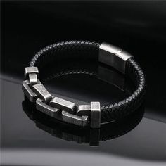 Introducing the FZ Stainless Steel Vintage Dark Metal Wide Chain Link Bracelet - an elegant and stylish accessory that adds a touch of sophistication to any outfit. Made from durable stainless steel, this vintage-inspired bracelet is perfect for any occasion. Gender: Men Material: Leather Metals Type: STAINLESS STEEL Bracelets Type: Charm Bracelets Chain Type: Link Chain Item Type: BRACELETS Clasp Type: MAGNET Compatibility: All Compatible Shape\pattern: Geometric Setting Type: None Fine or Fashion: fashion Style: Classic Function: Mood Tracker Name 1: Leather Bracelet Color: Vintage Elegant Stainless Steel Leather Bracelet, Minimalist Silver Metal Leather Bracelet, Elegant Alloy Bracelets With Silver Chain, Elegant Leather Bracelet With Lobster Clasp As Gift, Minimalist Silver Leather Bracelet, Elegant Leather Bracelet For Party, Rectangular Metal Bracelets With Lobster Clasp, Elegant Rectangular Stainless Steel Chain Bracelet, Elegant Silver Chain Alloy Bracelet