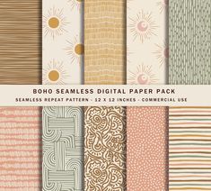 an assortment of seamless digital papers with different patterns