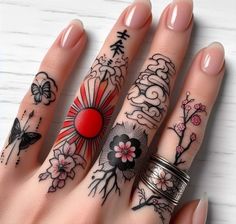 Tattoo Sakura, Fingers Tattoo, Jagua Henna, Beautiful Tattoo, R Tattoo, Small Hand Tattoos, Next Tattoo