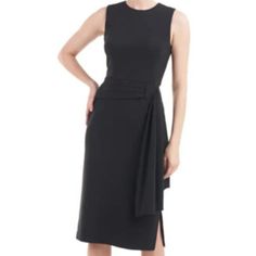 Designer: Kay Unger Size: 8 Condition: New With Tags Originally 278.00!! A Contemporary Drape Detail Brings Captivating Texture To This Sheath Dress Topped With A Modern Jewel Neck. Jewel Neck Sleeveless Lined 88% Poylester, 12% Spandex The Kay Unger Tag Is Missing..The Dept Store Tag Is Attached Elegant Sleeveless Midi Dress For Black-tie Events, Sleek Sleeveless Dress For Black-tie Events, Chic Sleeveless Midi Dress For Black-tie Events, Fitted Pre-draped Dress For Black-tie Events, Pre-draped Fitted Dress For Black-tie Events, Black Sleeveless Midi Dress For Black-tie Events, Fitted Sheath Midi Dress With Pre-draped Style, Black Fitted Midi Dress For Black-tie Events, Fitted Pre-draped Workwear Dresses