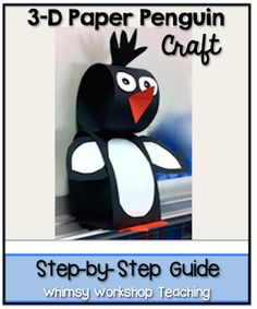 a penguin made out of paper with the title 3 - d paper penguin craft step by step guide