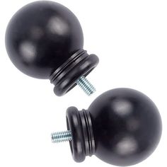 two black knobs with screws on white background