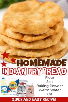 Check out this easy Homemade Fry Bread Recipe. This Navajo fry bread is great to make Indian tacos or elephant ears. You will love this no yeast fry bread recipe. #eatingonadime #breadrecipes #tacorecipes Traditional Fry Bread Recipe, Yeast Fry Bread Recipe