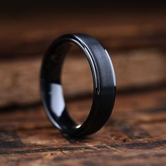 Men's Black Plated Tungsten Wedding Band - 6mm Width Groom Ring Black, Male Wedding Rings Black, Cool Mens Wedding Rings, Men S Wedding Band, Wedding Rings For Guys, Lauren Snyder, Mens Wedding Bands Wood, Black Wedding Rings For Men, Men’s Wedding Rings