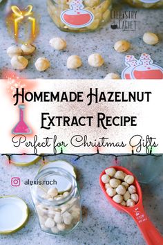 homemade hazelnut extra recipe for christmas gifts in jars and spoons on the table