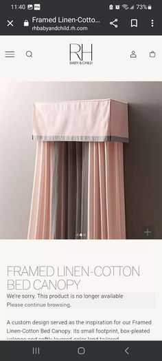 an image of a pink bed canopy with the text frame linen - cotton, we're sorry this product is no longer available