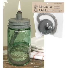 Oil Lamp Mason Jar Lid-CTW Home-The Village Merchant Mason Jar Oil Lamp, Diy Hanging Shelves, Mason Jar Projects, Diy Wall Shelves, Wine Bottle Diy Crafts, Mason Jar Crafts Diy, Wine Bottle Diy, Floating Shelves Diy, Mason Jar Lids