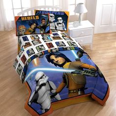 star wars bedding set with characters on it