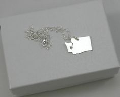 Washington Necklace Sterling Silver by McLaughlinCreations Sterling Silver Hand Stamped Pendant, Customizable Silver Heart Pendant Charm Necklace, Customizable Silver Minimalist Necklace, Customizable Silver Necklace For Valentine's Day, Personalized Silver Necklace For Valentine's Day, Custom Engraved Sterling Silver Necklace With Heart Pendant, Custom Sterling Silver Necklace With Engraved Heart Pendant, Custom Engraved Sterling Silver Heart Pendant Necklace, Personalized Sterling Silver Charm Necklaces