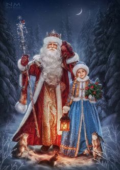 a painting of santa claus and his children