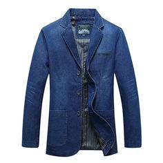 Cowboy Casual, Casual Denim Jacket, Blazer Men, Vintage Suit, Denim Suit, Blazer Jeans, Mens Windbreaker, Vintage Suits, Denim Blazer