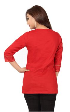 Women's Embroided Tunic Top Dress, Casual silk blouse, Plus Size Dress, Top Wear, Boho Dress Tunic Hippie Dress ✔The dress is made of Soft Lightweight silk cotton ✔Fabulous embroidery work in the Neck Line.s hem and sleeve ✔It is specially crafted with handwork ✔Sleeve: Three Fourth sleeves. ✔Dress Length: 2 inches below the hip 💧Wash Care: ★ Hand wash or gentle machine washable. ★ Dry gentle, Do not tumble dry. This Tunic dress made with beautiful embroidery, perfect to wear to enjoy days. We Festive Cotton V-neck Top, Red Straight Kurta Top For Festive Occasions, Red Cotton Straight Kurta Tops, Red Short Sleeve Tunic, Elegant Cotton Tunic Top, Elegant Cotton Straight Kurta Top, Festive Tunic Blouse, Red Tunic Blouse For Festive Occasions, Casual Tunic Blouse For Festive Occasions