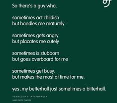 a poem written in green and white with the words, so there's a guy who