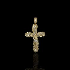 Cross Crucifix Two Tone Pendant - 10k Yellow Gold Introducing our exquisite Cross Crucifix Cz Pendant in 10k Yellow Gold, a symbol of deep faith and devotion, adorned with elegance and brilliance. Meticulously crafted, this pendant features a classic cross design, beautifully rendered in 10k yellow gold and accented with sparkling cubic zirconia. Made from high-quality 10k yellow gold, this pendant radiates with a warm and glowing hue, representing the enduring strength and significance of faith Yellow Gold Crucifix Jewelry With Cubic Zirconia, Yellow Gold Cubic Zirconia Crucifix Jewelry, Gold Diamond Crucifix Jewelry, Diamond Crucifix With Diamond Cut, Yellow Gold Crucifix With Brilliant Cut, Yellow Gold Crucifix Jewelry With Brilliant Cut, Yellow Gold Brilliant Cut Crucifix Jewelry, Cz Pendant, Cross Design