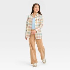 Refresh your child's cool-weather collection with this Long-Sleeve Oversized Flannel Shirt from art class™. In an oversized fit, the long-sleeve flannel shirt features a checkered pattern, collared neckline, front button-down and chest patch pocket for classic flair. The lightweight cotton-blend fabric makes this flannel shirt a comfortable option for day-to-night outfits, and it can be paired with a wide variety of bottoms. art class™: One-of-a-kind looks for the one and only you. Playful Relaxed Fit Tops For Fall, Playful School Top For Fall, Casual Oversized Outerwear For School, Oversized Playful Top For Fall, Plaid Tops For School In Fall, Trendy Tops For School In Fall, Multicolor Fall Tops For School, Multicolor Tops For School In Fall, Casual Fall Tops For School