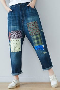 #patchwork #jeans #denim #pants Non-stretch Patchwork Blue Jeans, Denim Blue Patchwork Jeans, Bohemian Patchwork Jeans For Fall, Spring Patchwork Cotton Jeans, Patchwork Relaxed Fit Jeans For Spring, Spring Patchwork Relaxed Fit Jeans, Multicolor Patchwork Denim Jeans, Baggy Patchwork Cotton Jeans, Baggy Cotton Patchwork Jeans