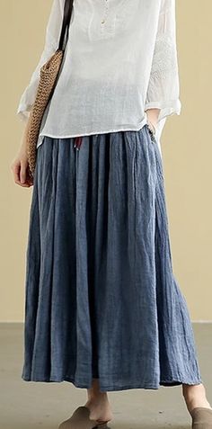 Casual linen loose fitting Women's Skirts Skirt Organza, Linen Skirts, Maxi Skirts Summer, Skirts Summer, Simple Skirt, Silver Necklaces Women, Women Skirts, Organza Fabric, Linen Skirt